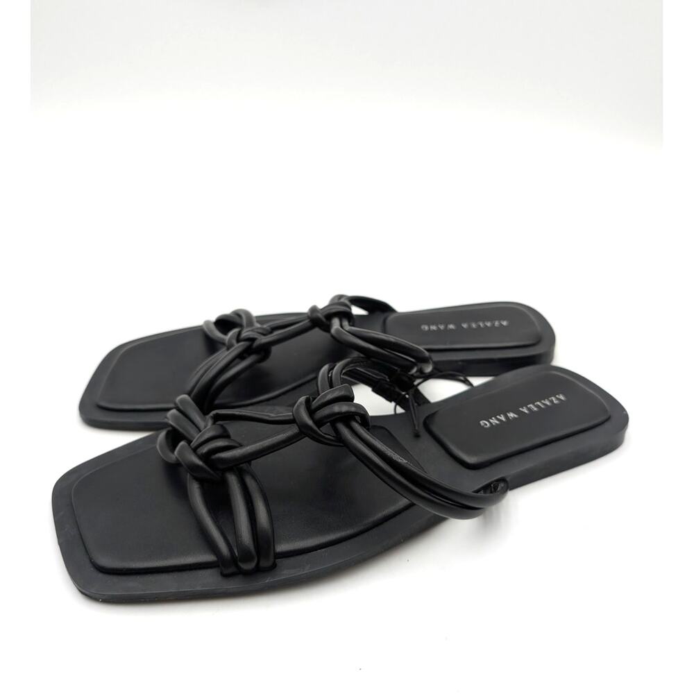 KAIALEA &AWG Black Knotted-Strap Square-Toe Sandals